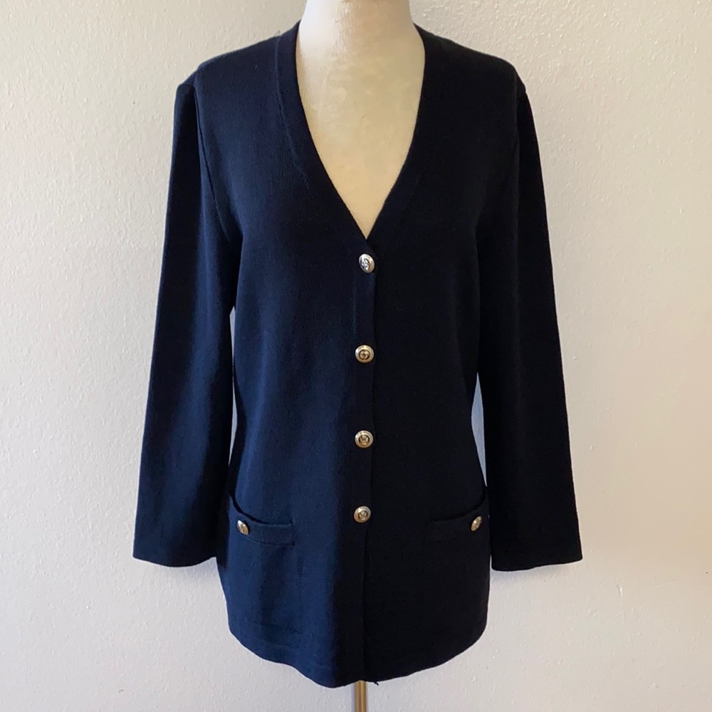 St John Black Knit Sweater Cardigan 8